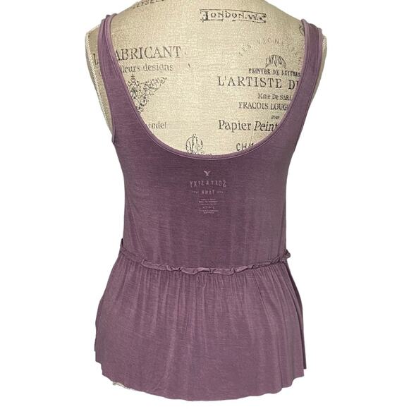 American Eagle Soft & Sexy Babydoll Tank Top In Purple Women’s Size Small - Picture 5 of 7
